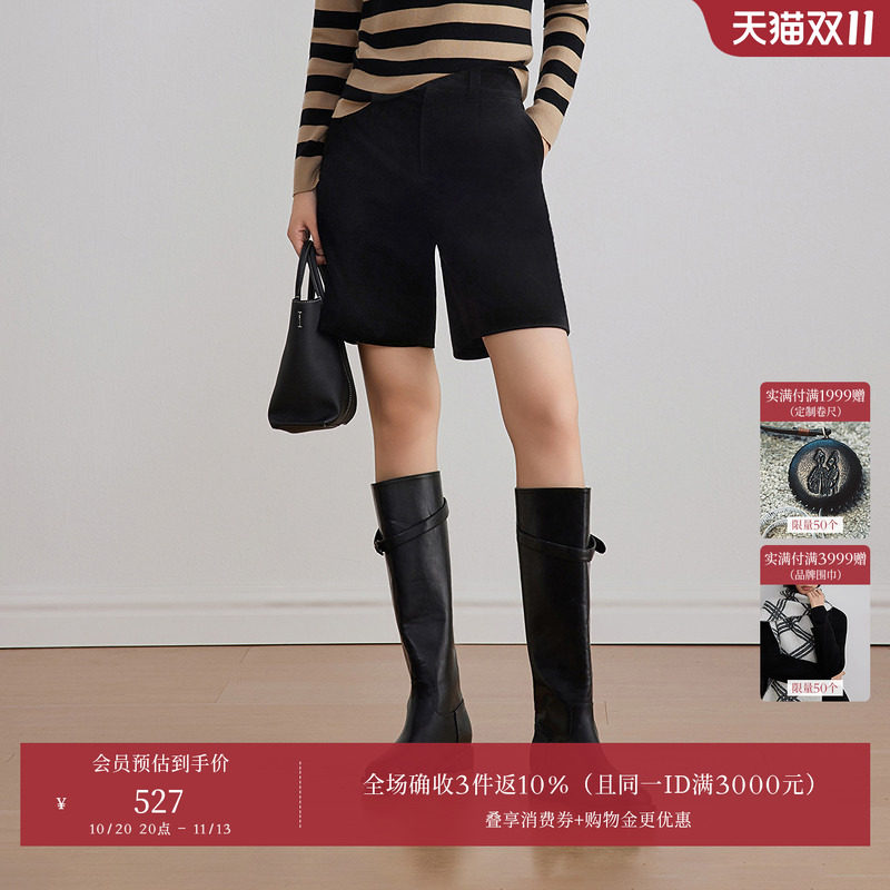 丝绒百慕大OBEG欧碧倩短裤女26秋冬新款休闲裤子靴裤外穿105