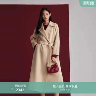 长款 大衣女冬季 毛呢外套10484034 款 OBEG欧碧倩羊毛双面呢气质西装