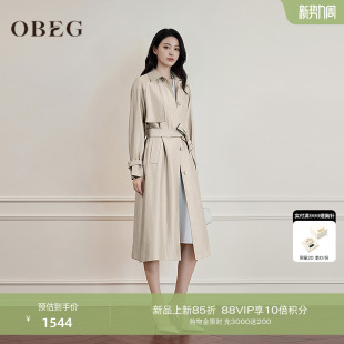 简约中长款 松弛感意式 风衣外套女50521504 新款 OBEG欧碧倩2026春季