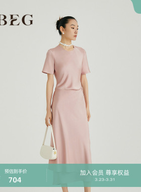 OBEG欧碧倩春围裹式连衣裙气质名媛高端女神范长裙10481078