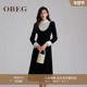 OBEG欧碧倩赫本风复古丝绒连衣裙女冬季 名媛法式 黑色长裙10484121