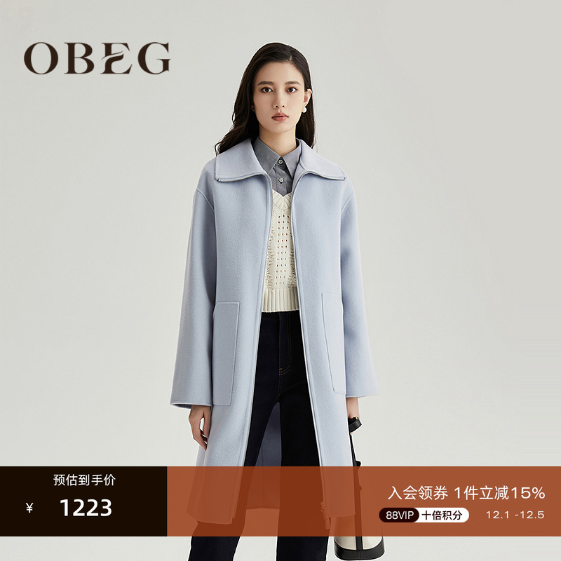 设计感绵羊毛毛呢外套OBEG欧碧倩