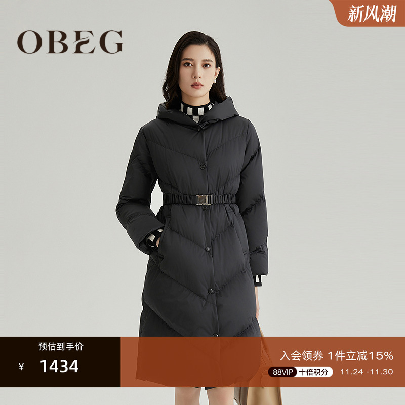 白鹅绒高克重中长款羽绒服欧碧倩