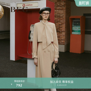 OBEG欧碧倩连衣裙式 收腰马甲外套50463505 风衣两件套女春秋中长款