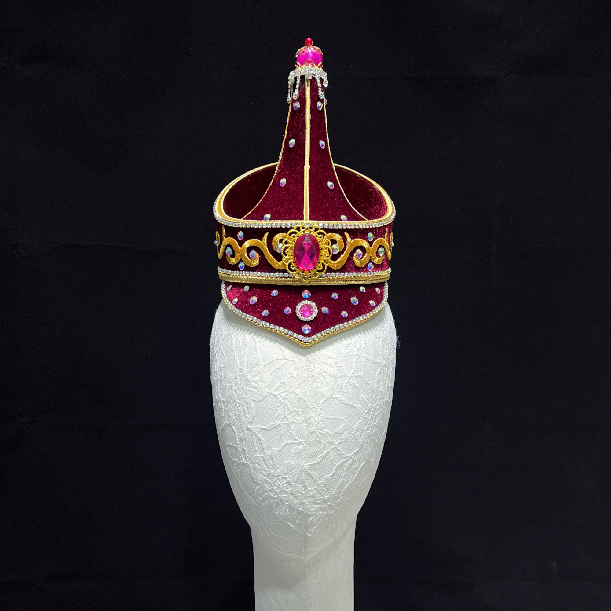 蒙古族舞蹈头饰艺考演出表演舞台配饰民族风发饰高帽子草原民族风