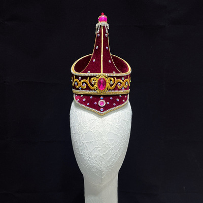 蒙古族舞蹈头饰艺考演出表演舞台配饰民族风发饰高帽子草原民族风