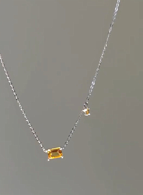 几何日光方块黄水晶项链