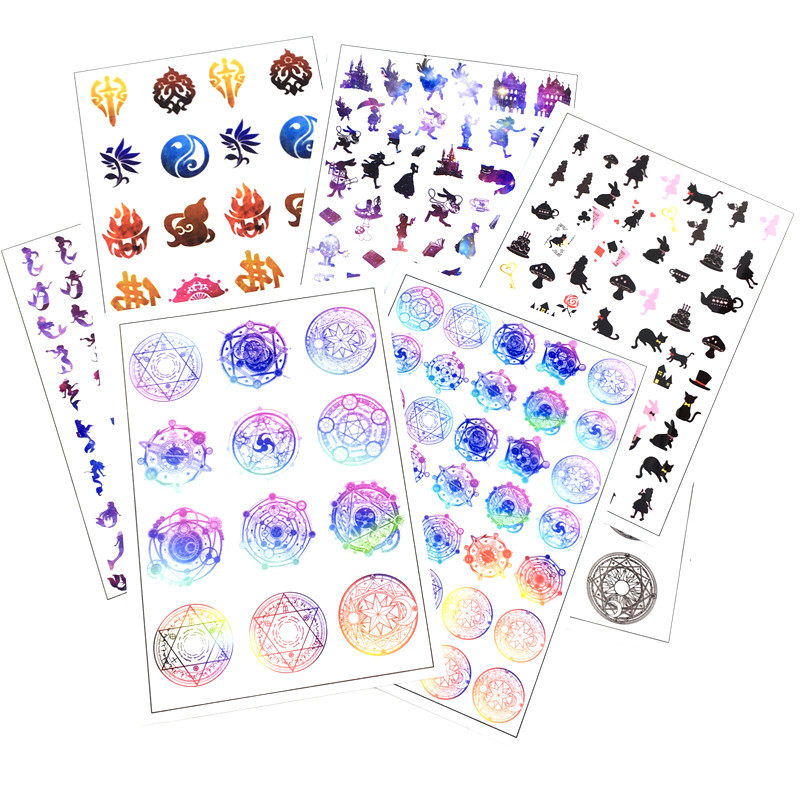 uv水晶滴胶素材透明贴纸 水母 魔法阵 麋鹿 美人鱼 贴纸贴画滴胶