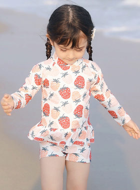 儿童泳衣女童2023分体防晒女孩大童裙式平角女宝宝游泳衣十岁10韩