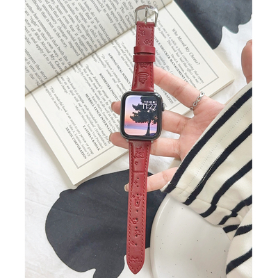雕刻蛋糕猫咪皮革适用iwatch表带
