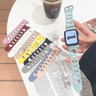 春夏甜甜圈透气硅胶iwatch表带s9适用applewatch苹果se手表s8新款