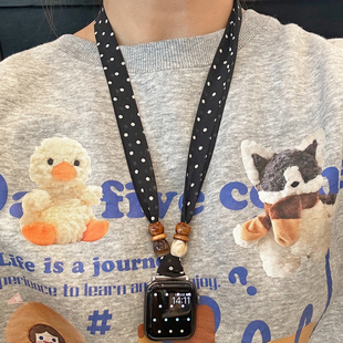 韩国波点丝巾项链挂脖适用iwatch表带苹果手表applewatch吊坠防丢