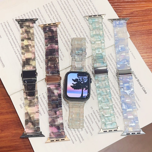 波光透明彩色树脂适用iwatch表带