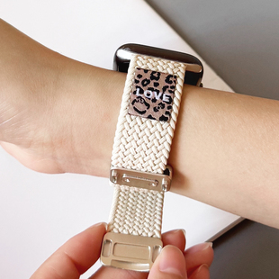 豹纹标签新款 S10尼龙编织S11磁吸扣iwatch表带适用苹果SE3手表789
