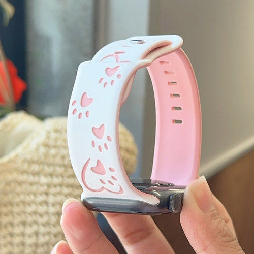 拼色狗爪爱心硅胶适用iwatch表带