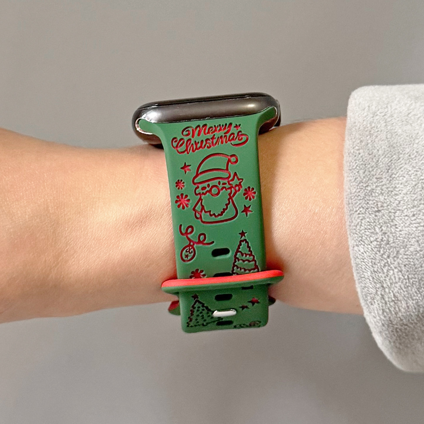 圣诞雕刻硅胶可爱适用iwatch表带