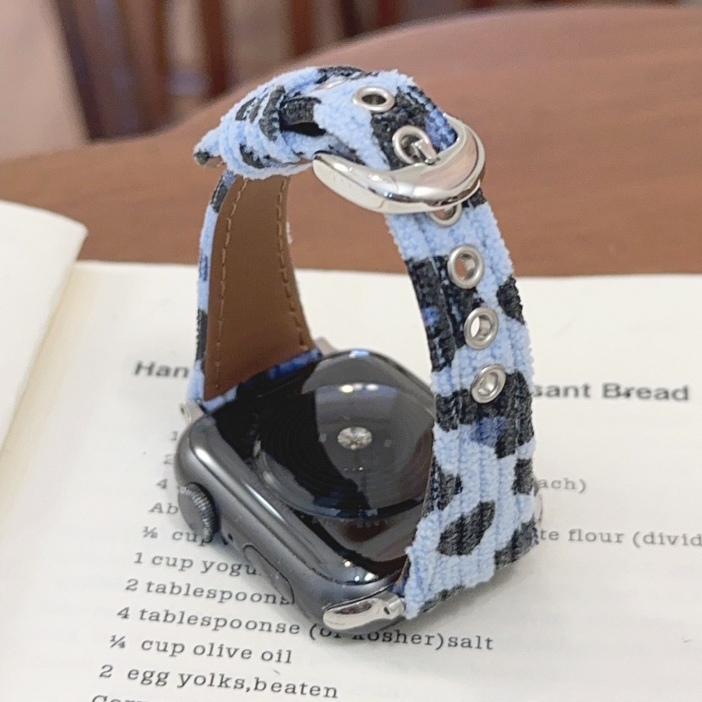 灯芯绒豹纹皮革适用iwatch表带