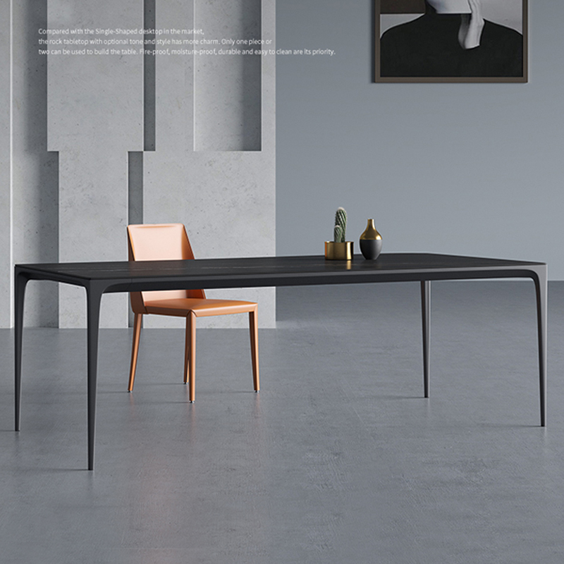 速发20椅新款岩板餐桌2组长家用合方形小户型意式极简吃饭桌子