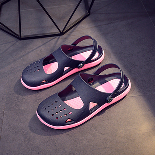 越南乳胶凉鞋女韩版平底洞洞鞋防臭旅游软胶鞋休闲防滑不磨脚女鞋