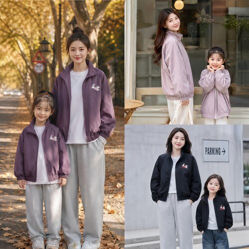 亲子装2026秋季新款外套防晒衣母子母女装一家四口秋装冲锋外套