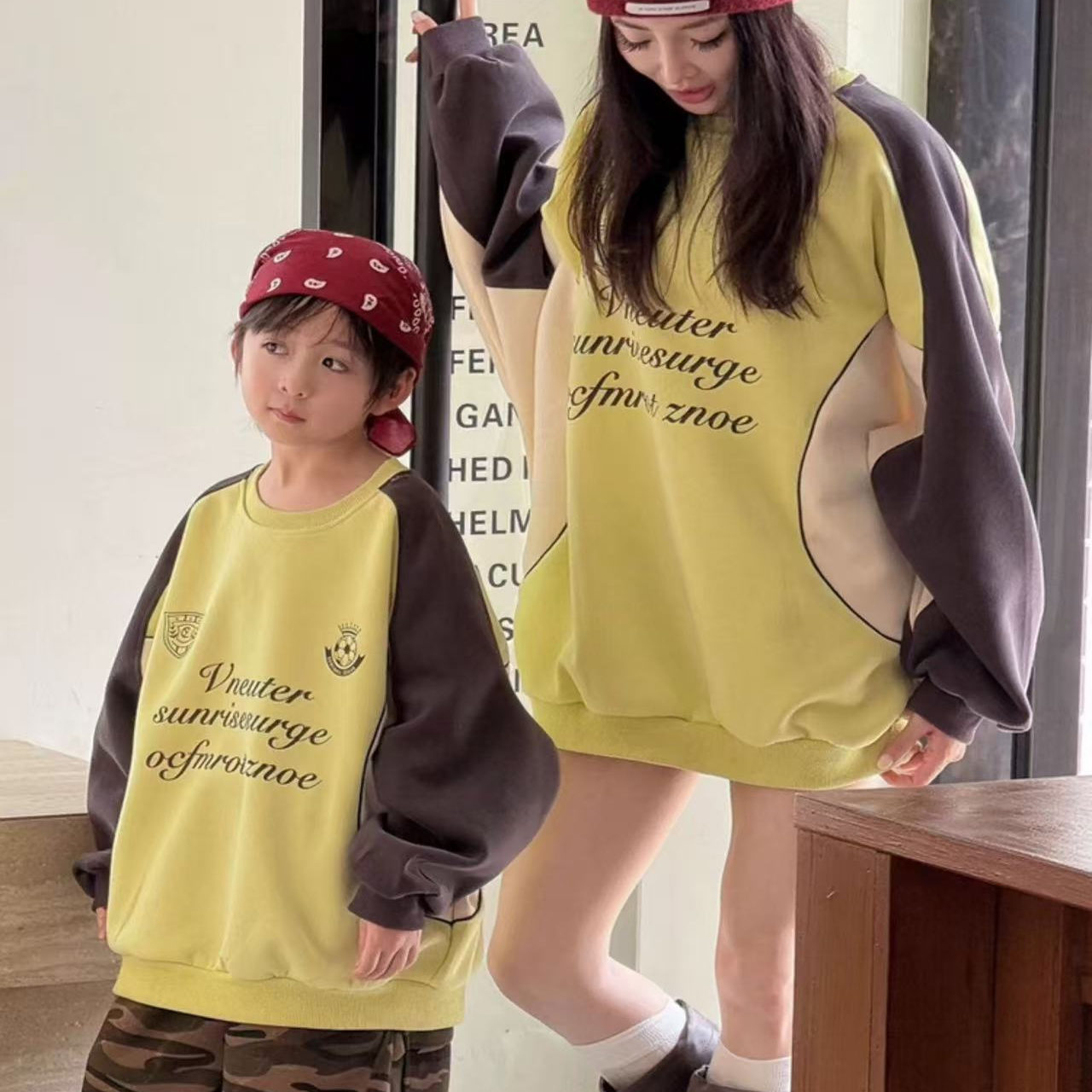 炸街亲子装秋款卫衣2025新款休闲运动宽松饰家庭装母子母女装潮