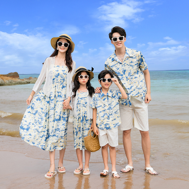 三亚海边度假亲子装夏款