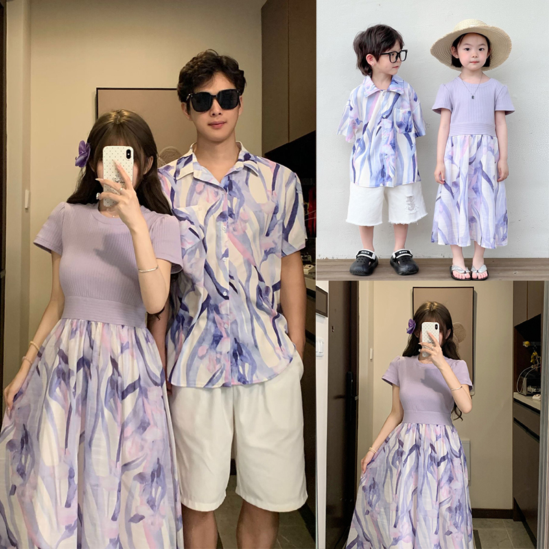 高级感亲子装一家三口全