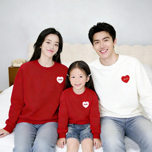 小月龄亲子装卫衣一家三口四口母子母女2025新款婴儿百天周岁拍照