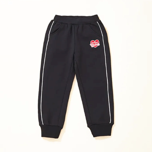 商场同款Abckids黑色束腿裤女中大童加绒保暖卫裤可爱休闲运动裤