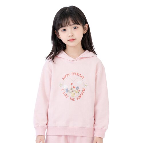 Abckids女童粉色花卉连帽卫衣