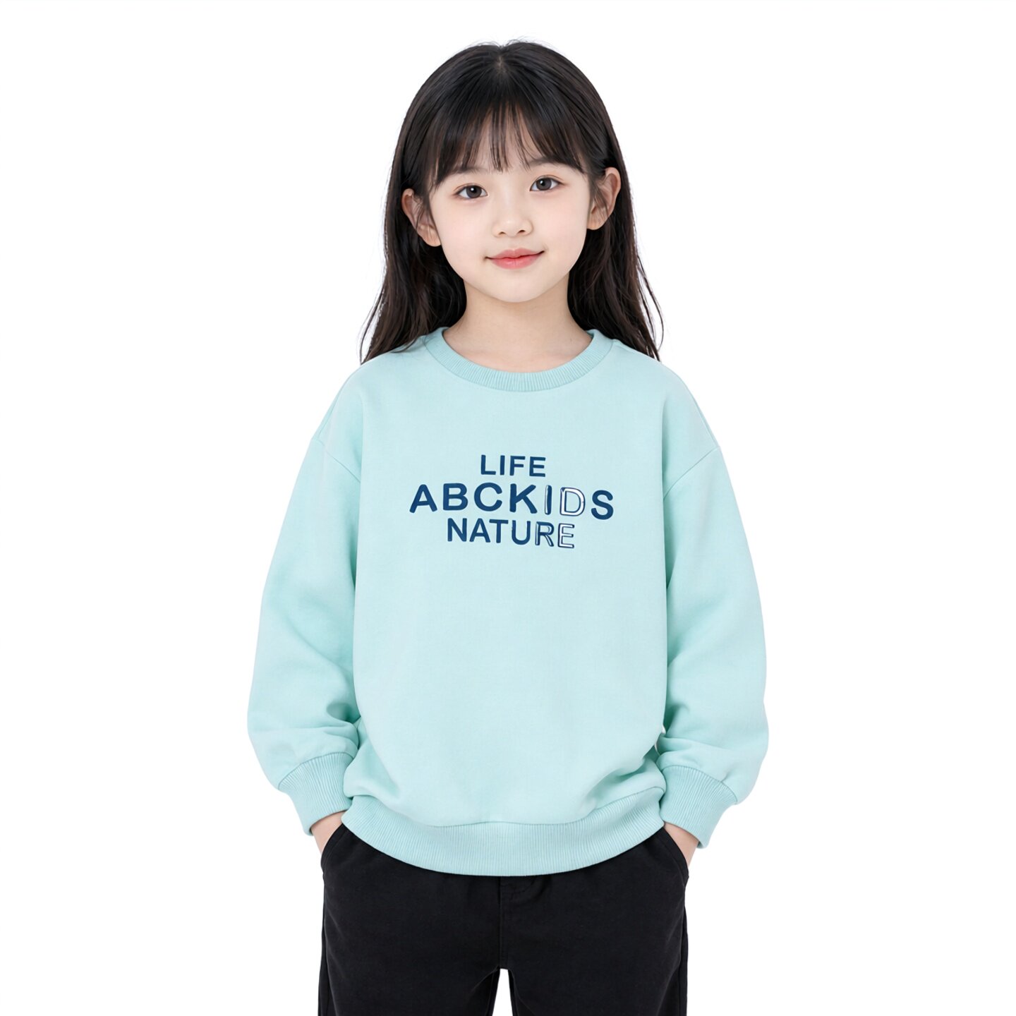 正品abckids童装春秋季女童中童圆领套头卫衣长袖棉 F331305252图片