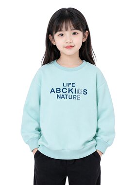正品abckids童装春秋季女童中童圆领套头卫衣长袖棉 F331305252