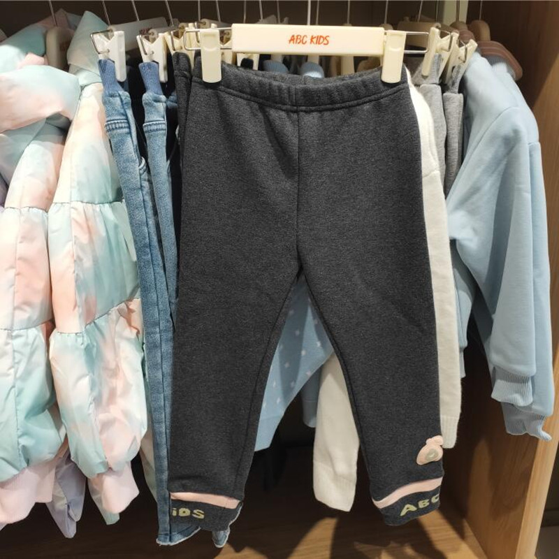 abckids童装冬季女童厚加绒保暖针织裤打底裤子运动裤 F251314280图片