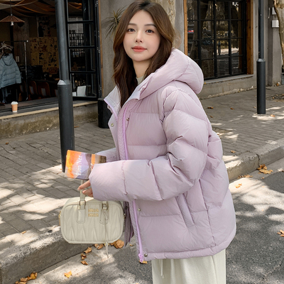 三防面料95白鸭绒羽绒服女短款2025冬季新款小个子加厚连帽面包服