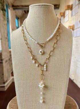 欧美轻奢天然珍珠锁骨链女小众
