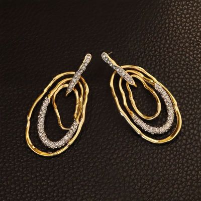 欧美外贸AB鬼才原创设计耳饰经典铜镀金满钻镶嵌时尚个性百搭耳钉