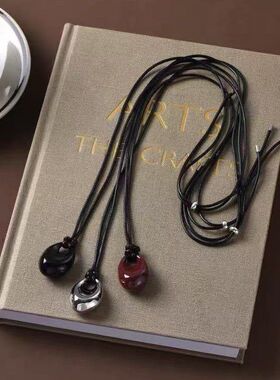 古力娜扎同款豆子金属黑绳长款项