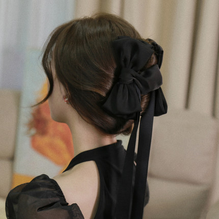《华尔兹》鲨鱼夹超大号高级感发夹盘发蝴蝶结夹子发饰飘带抓夹女
