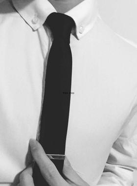 罗同学 韩国ulzzang领带男韩版街拍休闲风黑色5cm衬衣领带男女