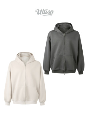 本源ULTISO 美式重磅Boxy开衫卫衣纯色户外休闲运动宽松百搭外套