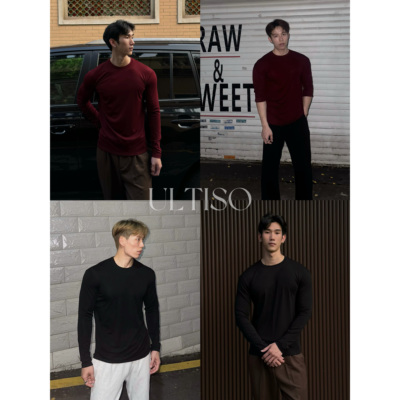 ULTISO【230G莱赛尔天丝】slimfit正肩收腰长袖柔软顺滑打底衫T恤