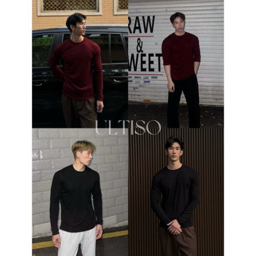 ULTISO【230G莱赛尔天丝】slimfit正肩收腰长袖柔软顺滑打底衫T恤
