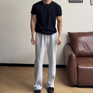 休闲运动宽松微喇显高长裤 重磅空气层拼接卫裤 美式 ULTISO本源