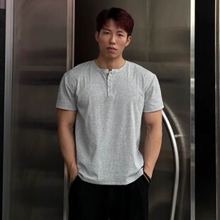 休闲短袖 T恤纯色阔肩显壮透气夏季 230g复古高弹亨利衫 ULTISO本源