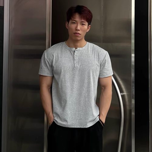 ULTISO本源 230g复古高弹亨利衫T恤纯色阔肩显壮透气夏季休闲短袖