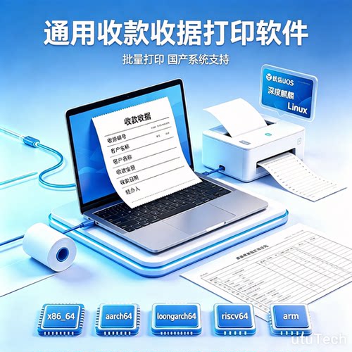 优图通用收款收据打印软件批量支持Linux国产系统统信UOS深度麒麟