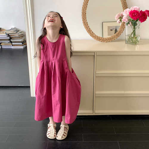 高级高火龙果色裙子连衣裙女童装