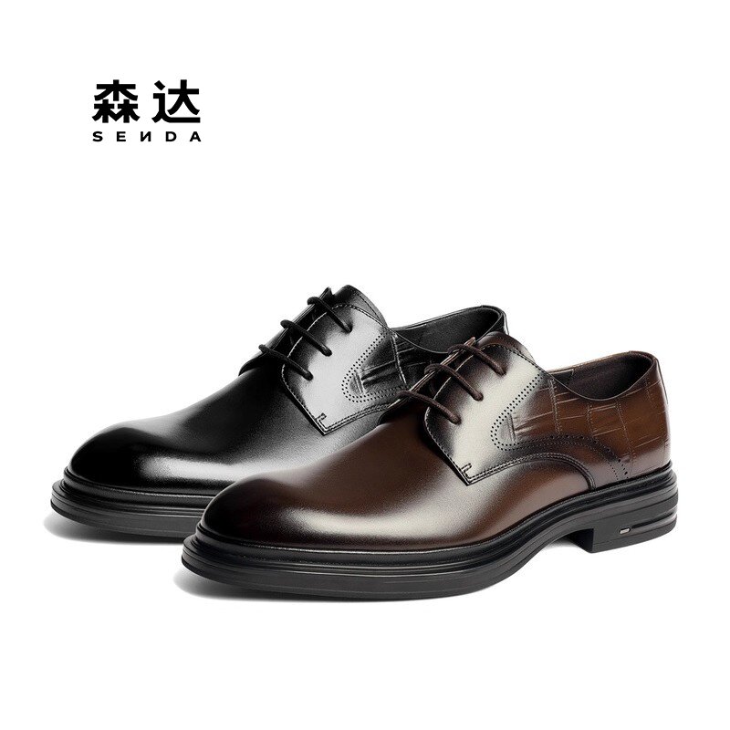 森达日常通勤英伦风婚鞋商务男鞋