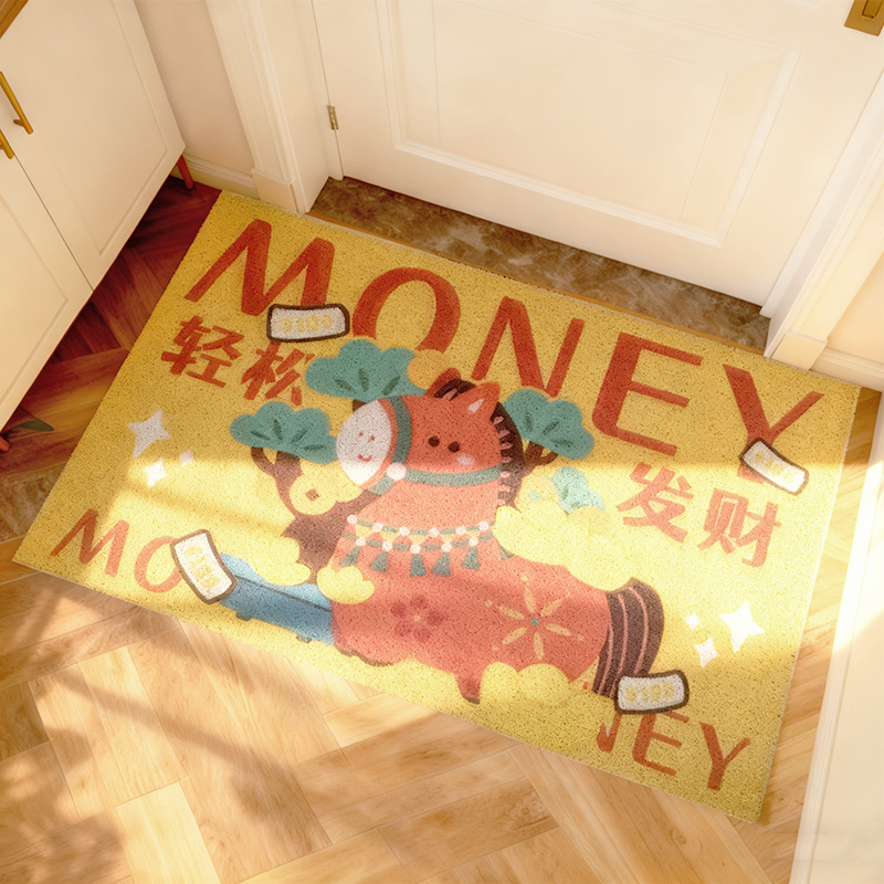 2026马年新年元旦春节原创丝圈地垫家用入户门垫厨房门口地毯可爱