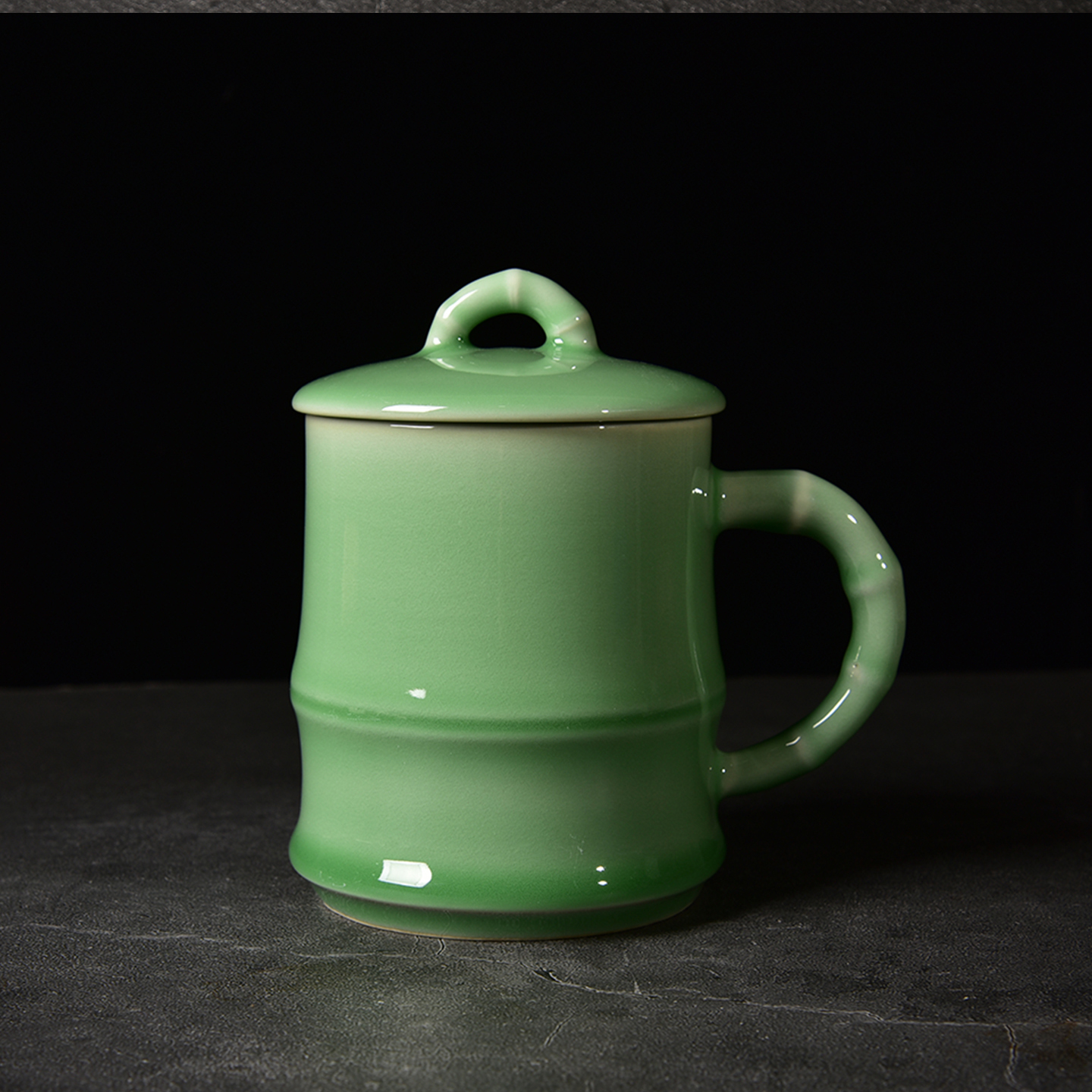 龙泉窑青瓷咏竹杯420ml